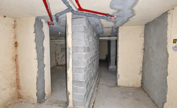 widok wnetrza pomieszczenia w piwnicy